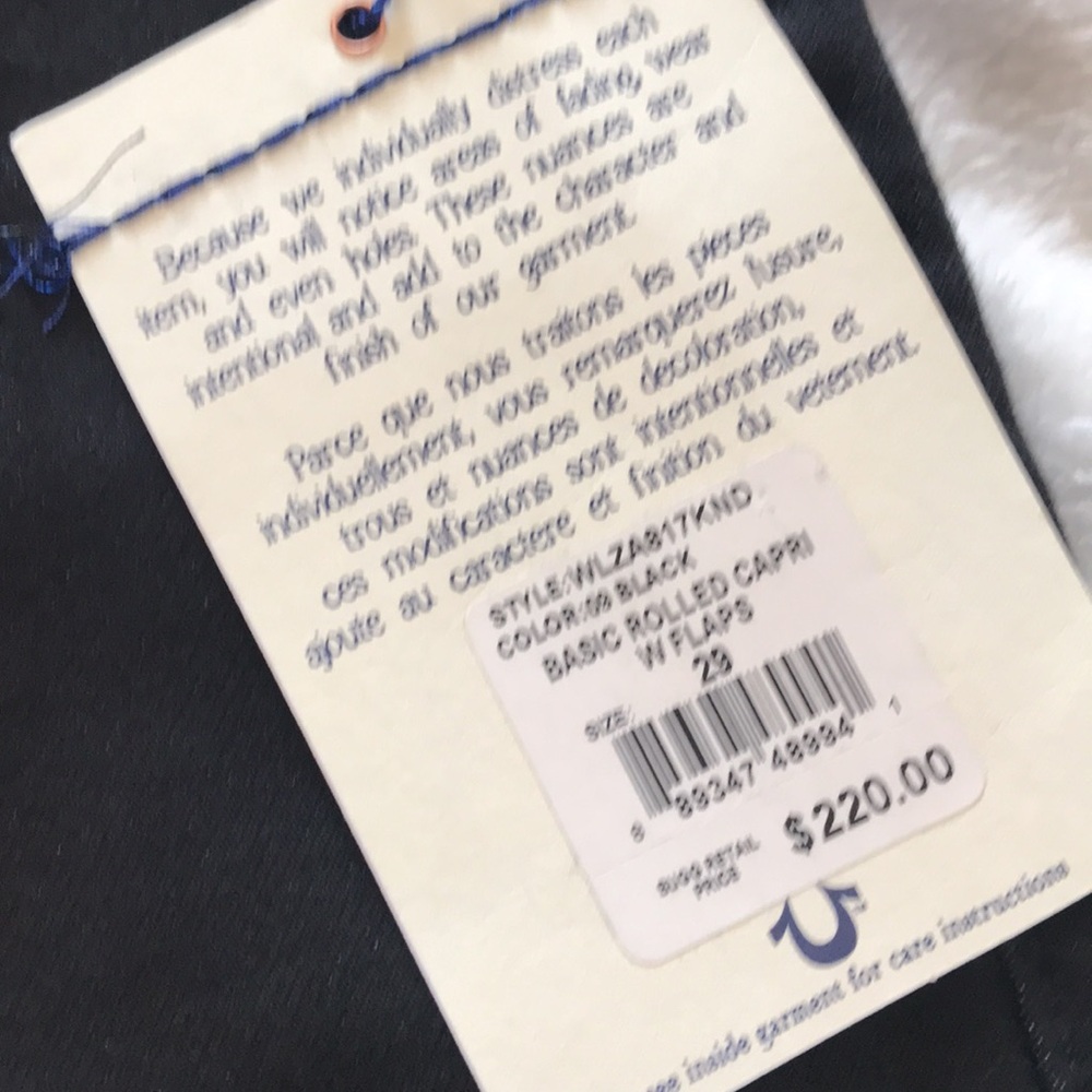 True Religion Black Basic Rolled Capri Pants With… - image 2